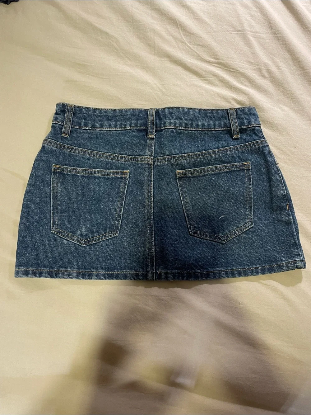 Edikted Denim Mini Skirt in Dark Blue